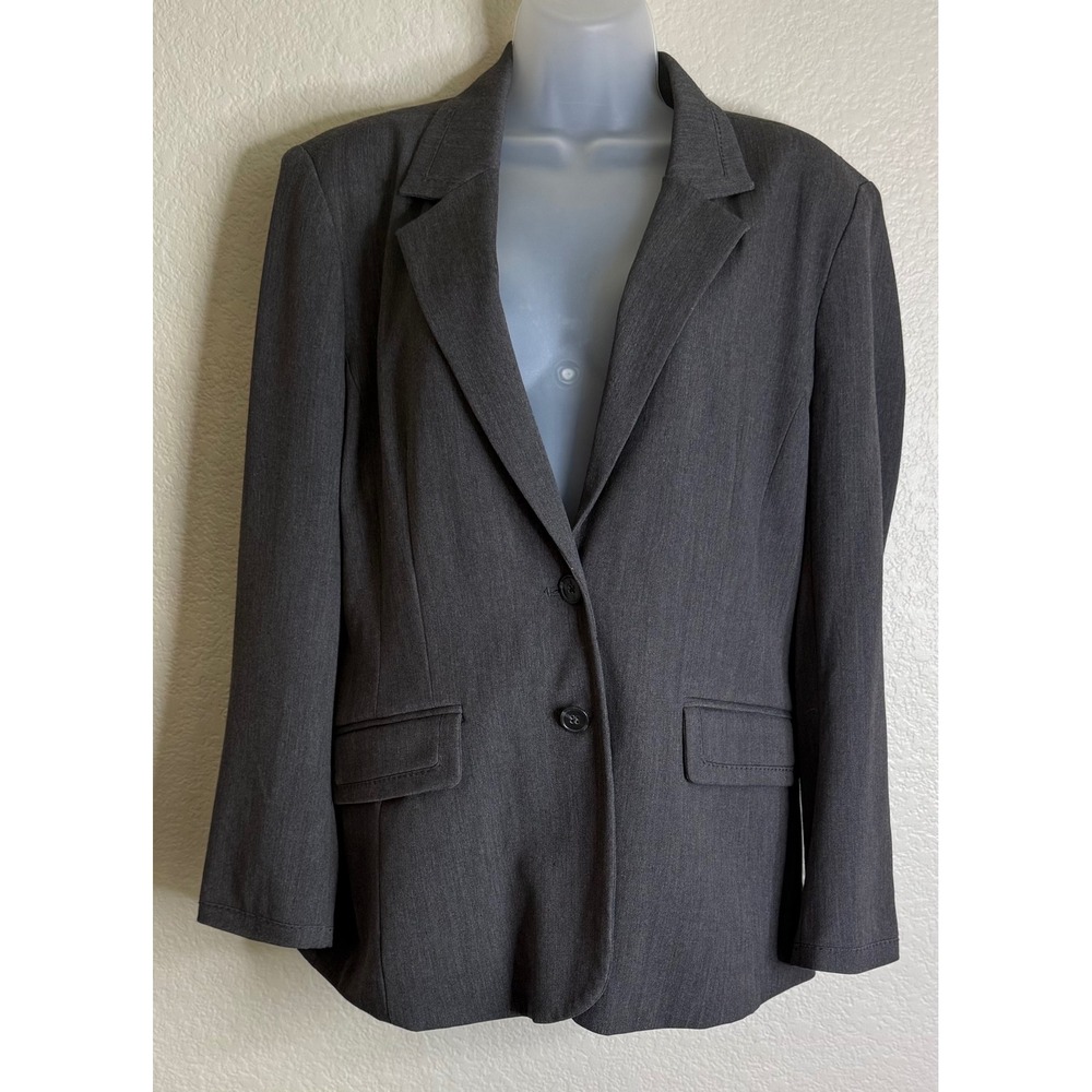 Rafaella Studio Womens 16 Blazer Gray Two Button Lined Flap Pockets Professional